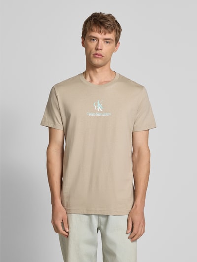 Calvin Klein Jeans T-Shirt mit Label-Print Beige 4