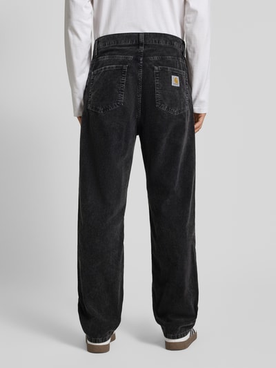 Carhartt Work In Progress Straight fit jeans in ribcordlook, model 'Aaron' Zwart - 5