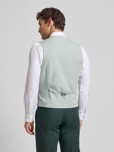 Männermodel trägt Regular Fit Anzugweste mit Viskose-Anteil van s.Oliver BLACK LABEL in mêlee look, rugaanzicht