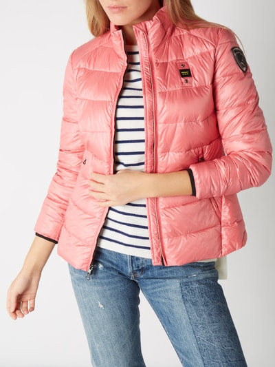 Blauer Usa Daunenjacke mit Stehkragen  Pink 4