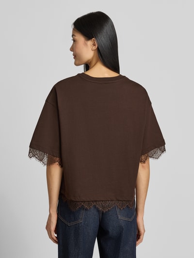 Smith and Soul T-Shirt mit Spitzenbesatz Dunkelbraun 5