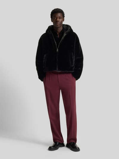HUGO Regular Fit Webpelzjacke mit Kapuze Modell 'BEDO2541' Black 1