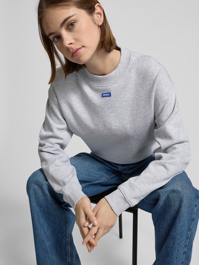 Hugo Blue Sweatshirt mit Label-Detail Modell 'Delessa' Hellgrau 3