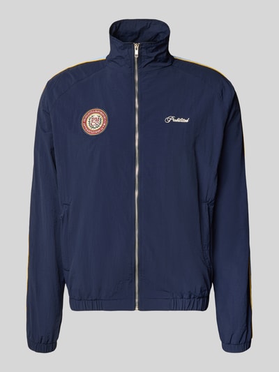 Produktfoto, Trackjacket mit Label-Stitching Modell 'Slipstream' von PROHIBITED in Dunkelblau, Reißverschluss, Relaxed Fit, Stehkragen, sportliche Textur
