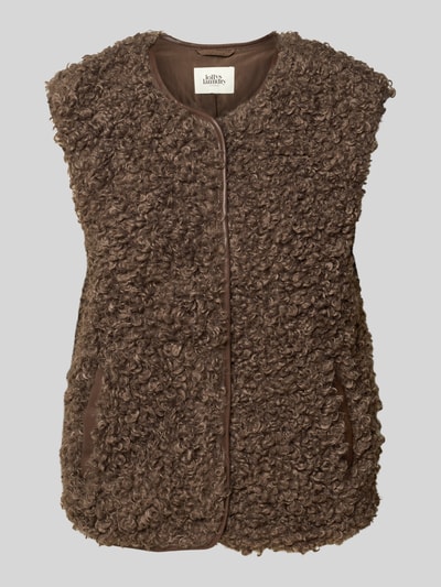 LOLLYS LAUNDRY Gilet van teddybont met steekzakken, model 'Vada' Chocoladebruin - 2