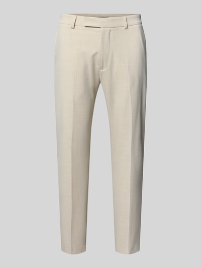Produktfoto, Anzughose mit Bügelfalten Modell 'Beppe' von CINQUE in Beige, Straight Fit, Material-Mix mit Viskose-Anteil, strukturierte Oberfläche, Knopf-, Haken- und Reißverschluss, französische Eingrifftaschen, Gesäßleistentaschen, Bundweite 45 cm, Innenbeinlänge 72 cm bei Größe 50