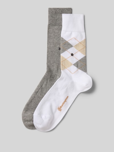Produktfoto, Socken mit Logo-Applikation im 2er-Pack von Burlington, Herren Socken aus elastischem Baumwoll-Mix mit elastischem Bund, neutrale Farben