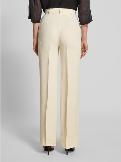 Max Mara Studio Straight leg linnen broek met persplooien, model 'CORDOVA' Ecru - 5