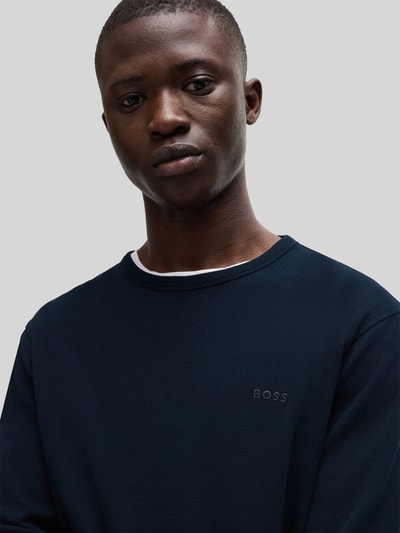 BOSS Orange Regular fit shirt met lange mouwen en wafelstructuur, model 'TEMPESTO' Donkerblauw - 3