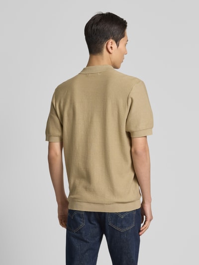 Casual Friday Relaxed Fit Poloshirt mit Strukturmuster Modell 'EDWARD' Hellbraun 5