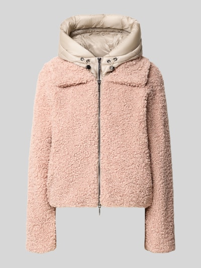 Produktfoto, Jacke aus Teddyfell mit Zweiwege-Reißverschluss von Amber & June, różowy, krój regular fit, kaptur z troczkiem, szerokość w rozmiarze 36: 46 cm, szerokość klatki piersiowej w rozmiarze 36: 52 cm, długość rękawa w rozmiarze 36: 61 cm, długość pleców w rozmiarze 36: 46 cm, miękka tekstura teddy