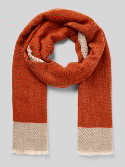 altea Sjaal van een mix van wol en kasjgora met visgraatmotief Donkerbruin - 1