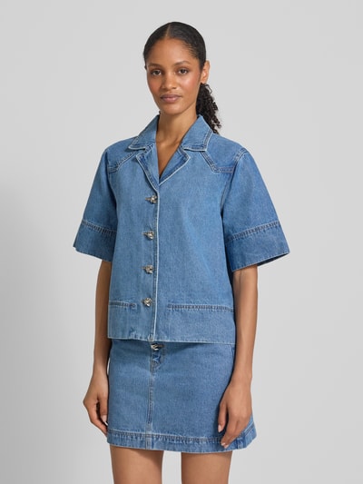 YAS Boxy Fit Jeansbluse mit Reverskragen Modell 'CECI' Jeansblau 4