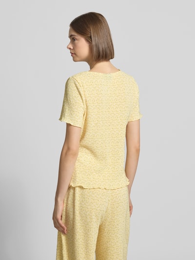 PIECES Slim Fit T-Shirt mit Allover-Muster Modell 'FLORA' Hellgelb 5