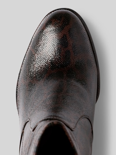 Produktfoto, Stiefeletten in Velours-Optik von Tamaris, braun-schwarz mit glänzender Schlangenleder-Textur, Damen Stiefeletten von Tamaris