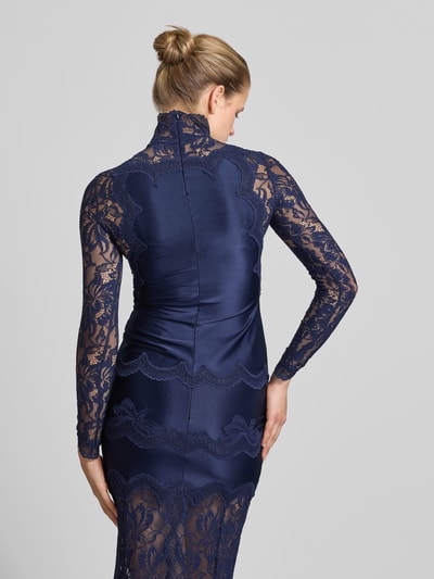 Rabanne Slim Fit Bluse mit Spitzenbesatz Blau 5