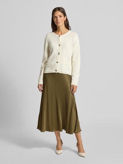 Milano Italy Midirock aus Viskose mit elastischem Bund Khaki 1