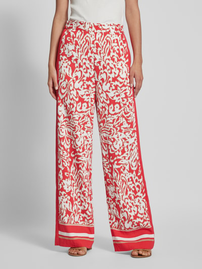 comma Wide leg stoffen broek met all-over print Rood - 4