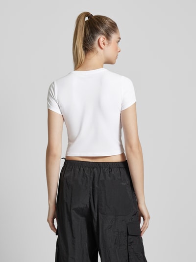 Review Cropped T-Shirt mit Label-Print Weiss 5