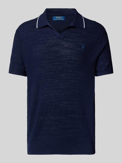 Polo Ralph Lauren Poloshirt met labelstitching, model 'JOHNNY' Marineblauw - 2