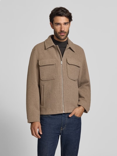 JACK & JONES Premium Krój regular fit koszula-kurtka z kieszeniami na piersi Model 'WAKEFIELD' Szarobrązowy 4
