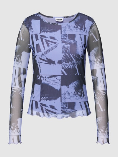 Noisy May Shirt met lange mouwen en all-over motief, model 'CARRIE' Lichtblauw - 2