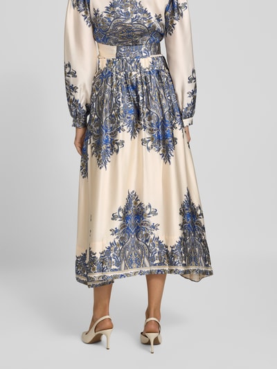 Neo Noir Midiirock mit elastischem Bund Modell 'LENNI' Blau 5