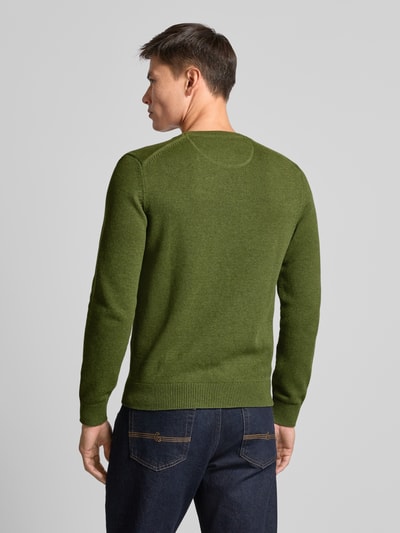 s.Oliver RED LABEL Regular Fit Strickpullover aus reiner Baumwolle mit Label-Stitching Khaki 5