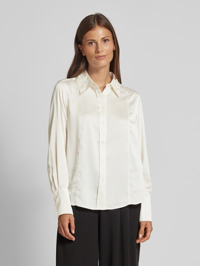 Scotch & Soda Slim fit blouse met platte kraag Offwhite - 4