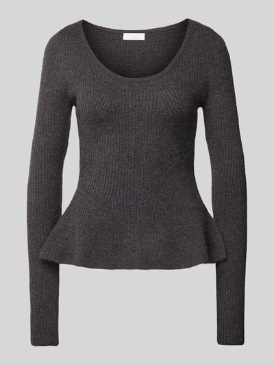 LeGer by Lena Gercke Strickpullover mit U-Ausschnitt Modell 'Sally' Dunkelgrau Melange 2