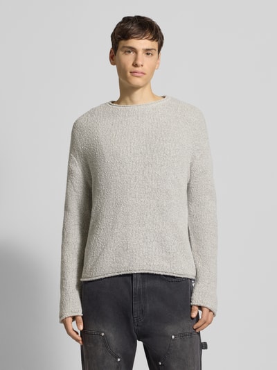 REVIEW Strickpullover mit gerippten Abschlüssen Hellgrau 4