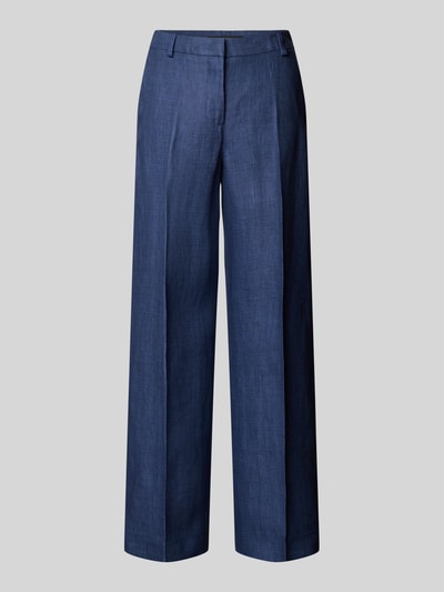 Weekend Max Mara Wide leg linnen broek met persplooien, model 'MALIZIA' Marineblauw - 1