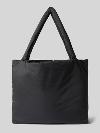 Produktfoto, czarna Handtasche mit Logo-Detail Modell 'Mom' od STUDIO NOOS, otwarta komora główna, pasek na ramię, Szerokość w rozmiarze 1: 56 cm, długość 45 cm, głębokość 9 cm, długość paska 72 cm, gładka tekstura