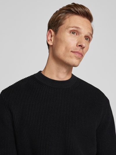 Drykorn Gebreide pullover met ronde hals, model 'LEANDO' Zwart - 3