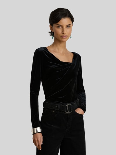 Lauren Ralph Lauren Slim fit pullover met gedrapeerde watervalhals Zwart - 4