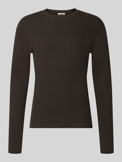 Produktfoto, Slim Fit Longsleeve aus reiner Baumwolle Modell 'Enil' von DRYKORN in Schwarz, Strukturmuster, Rundhalsausschnitt