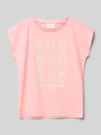 s.Oliver RED LABEL T-shirt met motiefprint Neon roze - 1