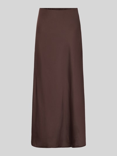 Productfoto, fluweelachtige bruine stof met glad oppervlak, vloeiende lijnen, Fließender Maxi-Rock mit elastischem Bund model 'CHIGO' van ONLY, Dames Maxi-rok