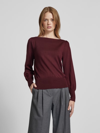 Zero Gebreide pullover met boothals Bordeaux - 4