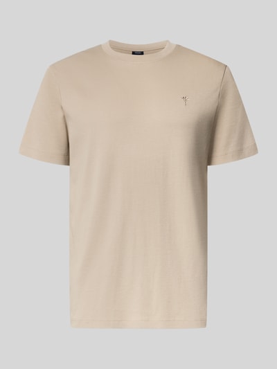 Produktfoto, T-Shirt mit Rundhalsausschnitt und Logo-Stitching von JOOP!, męski t-shirt z bawełny, krój regular fit, prążkowany okrągły dekolt, wyhaftowane logo, długość tyłu w rozmiarze M: 68 cm
