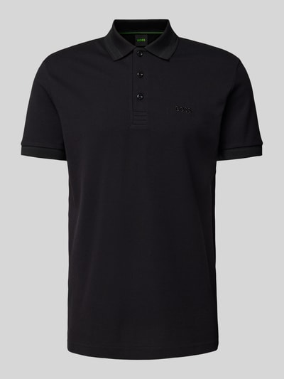 BOSS Green Regular fit poloshirt met labelstitching, model 'PADDY' Zwart - 2