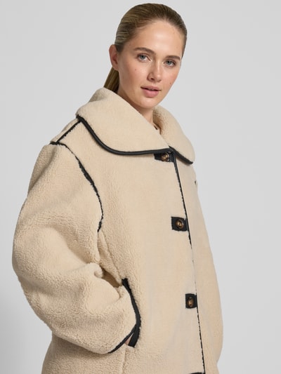 Neo Noir Lange jas van teddybont, model 'Carmen' Offwhite - 3