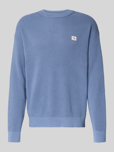 Calvin Klein Jeans Gebreide pullover met structuurmotief en ronde hals Bleu - 2
