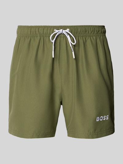 BOSS Badeshorts mit Label-Applikation Modell 'DOGFISH' Khaki 1