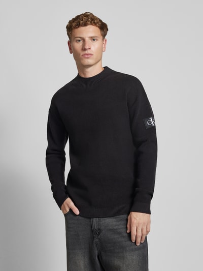 Calvin Klein Jeans Sweter z dzianiny o kroju relaxed fit z naszywką z logo Czarny 4