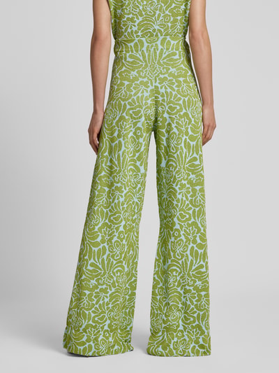 Essentiel Antwerp Wide leg stoffen broek met structuurmotief, model 'Halready' Lichtgroen - 5