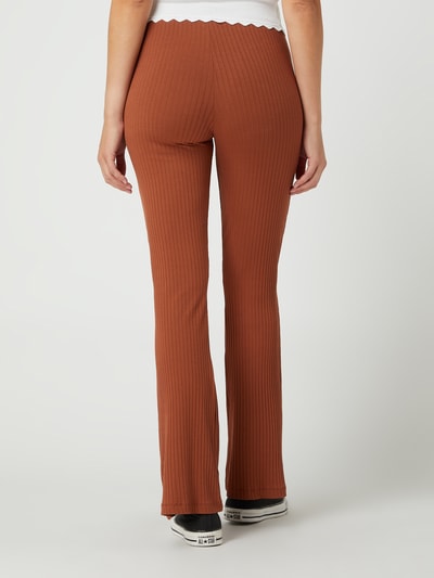 EDITED Flared comfortbroek met ribstructuur, model 'Benni' Zwart - 5