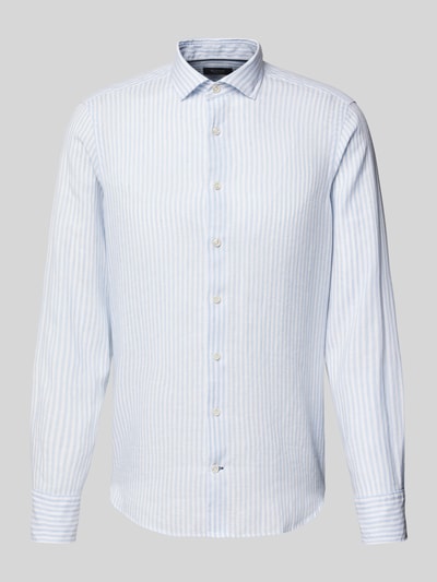 OLYMP SIGNATURE SLIM FIT Slim fit linnen overhemd met kentkraag, model 'Sykia' Bleu - 2