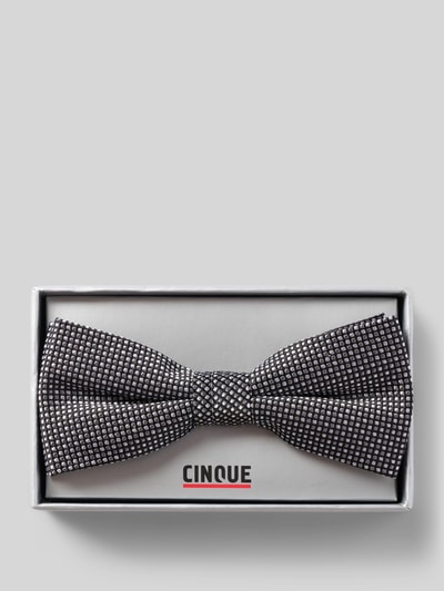 Produktfoto, Fliege aus reiner Seide Modell 'Simone' von CINQUE, silbergrau, feines Strukturmuster, Geschenkbox, für Herren