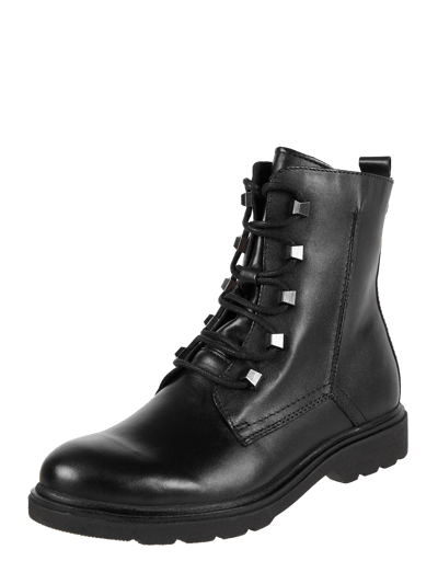 Marco Tozzi Leren boots met vetersluiting Zwart - 1